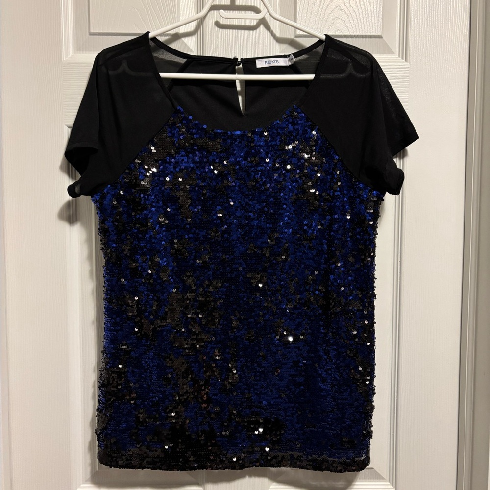 Ricki’s - Blue and Black Sequinned Top